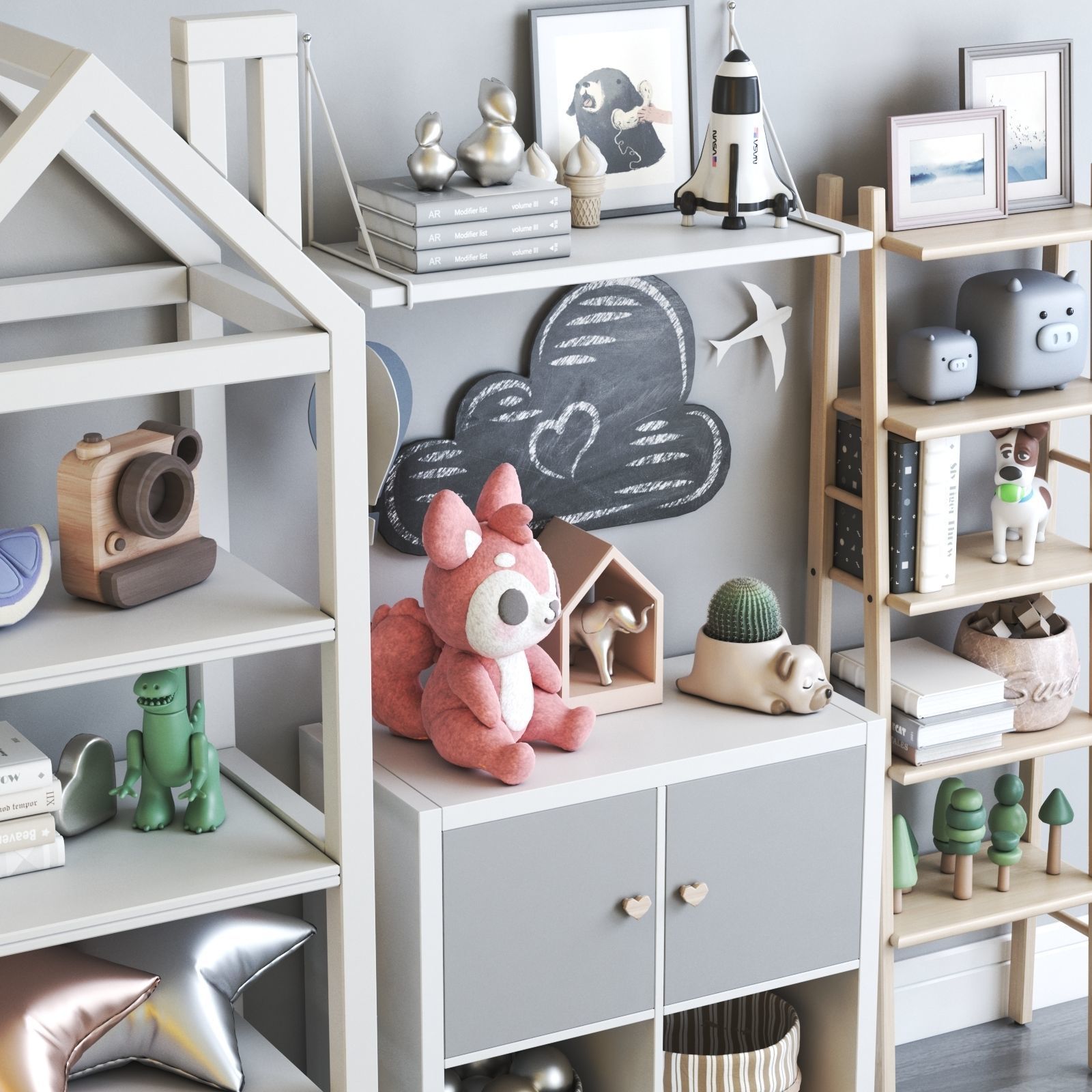 Childrens furniture with toys 3D model_1