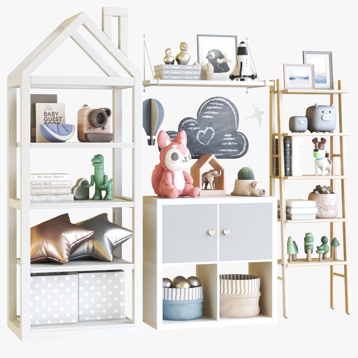 Childrens furniture with toys 3D model_6