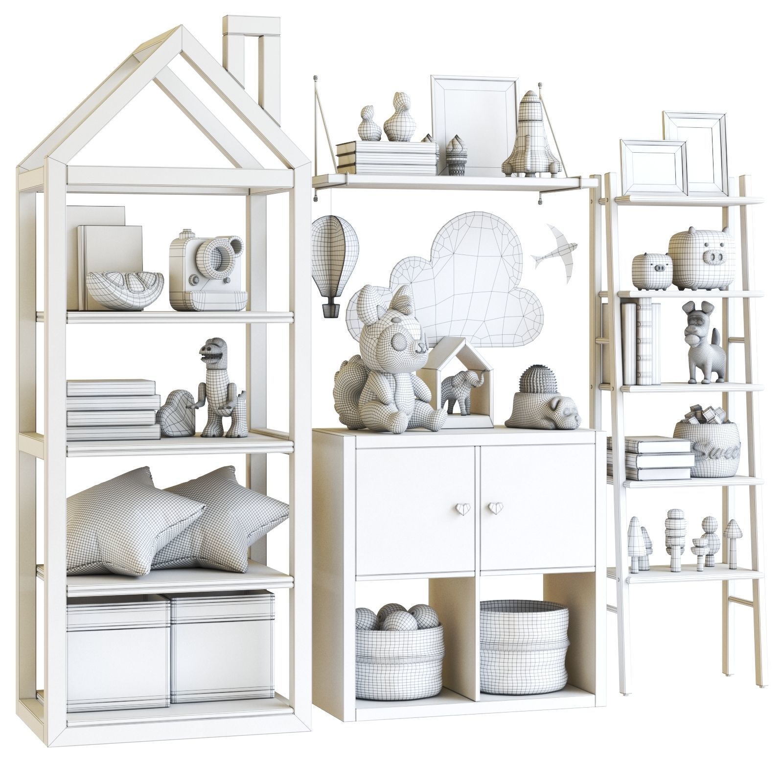 Childrens furniture with toys 3D model_2