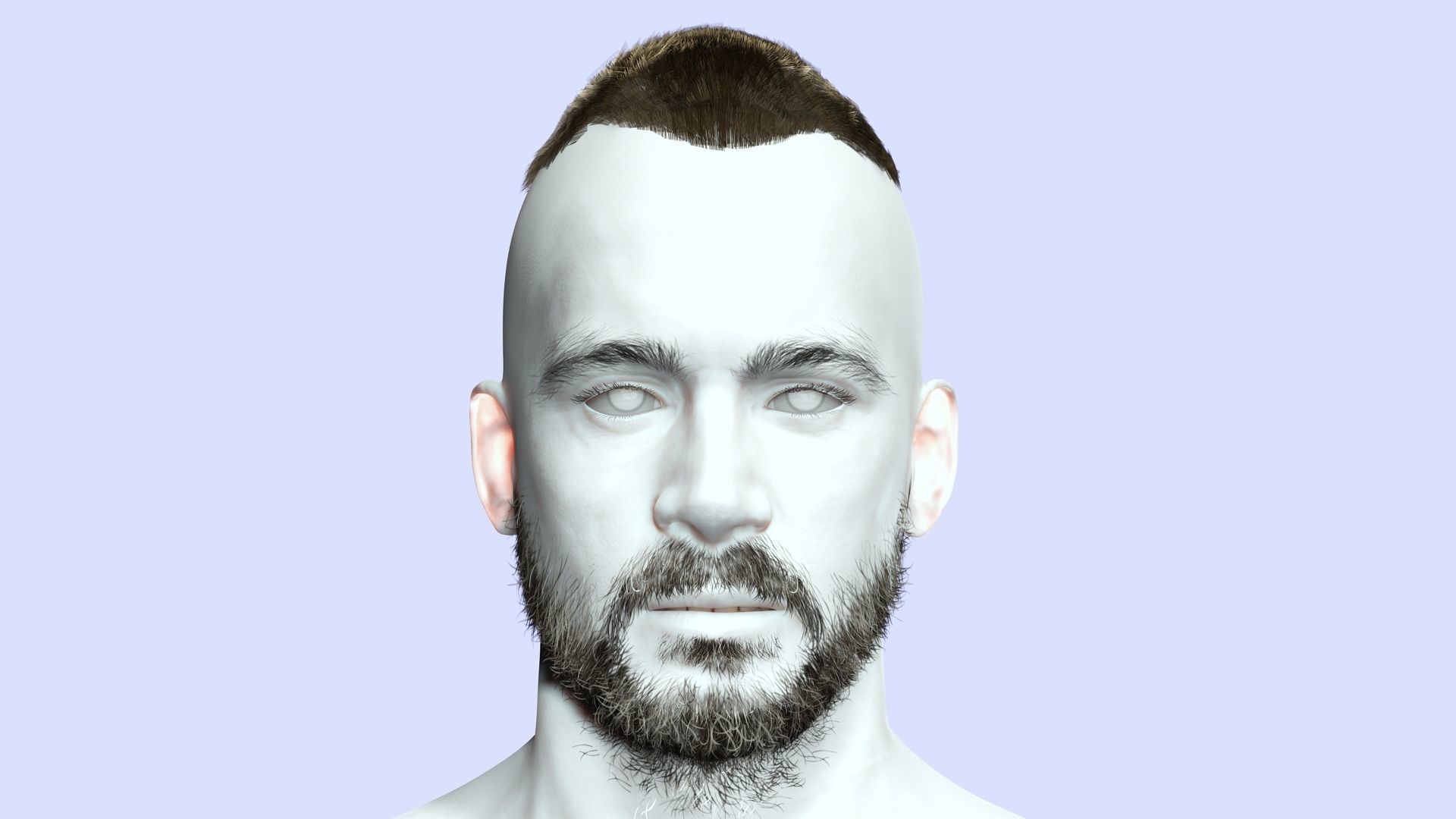 Realistic Male Hair - Buzz Hair Cut Low-poly 3D model_6