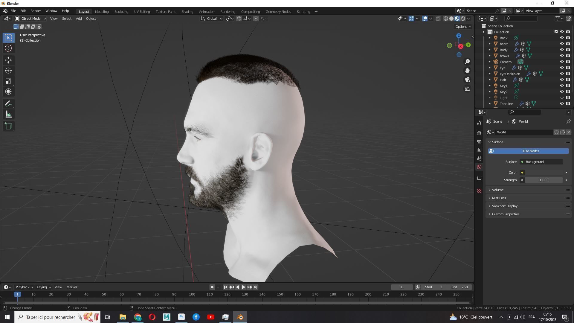Realistic Male Hair - Buzz Hair Cut Low-poly 3D model_19