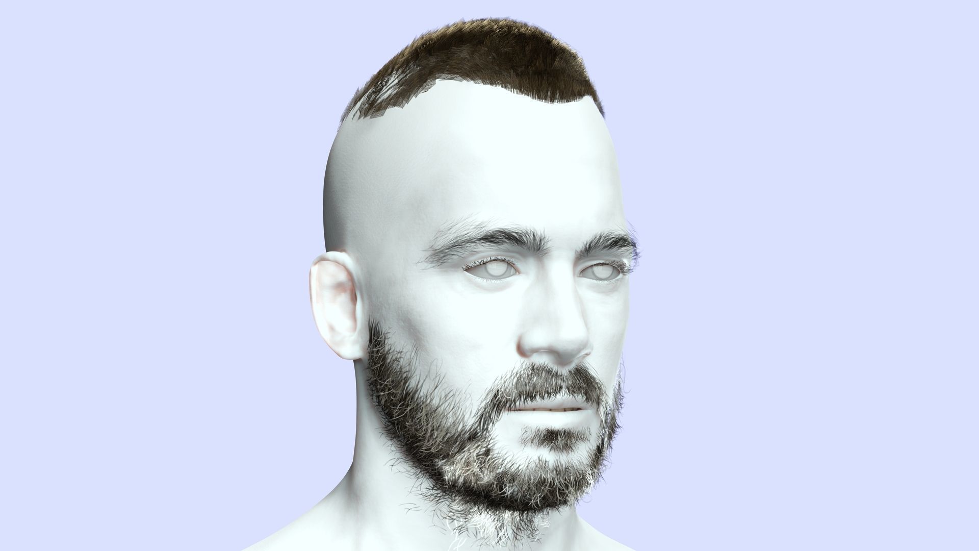 Realistic Male Hair - Buzz Hair Cut Low-poly 3D model_14