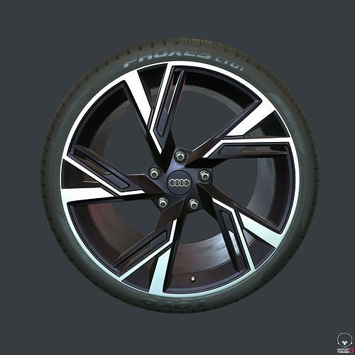Set of tires and rims for Audi Low-poly 3D model 7