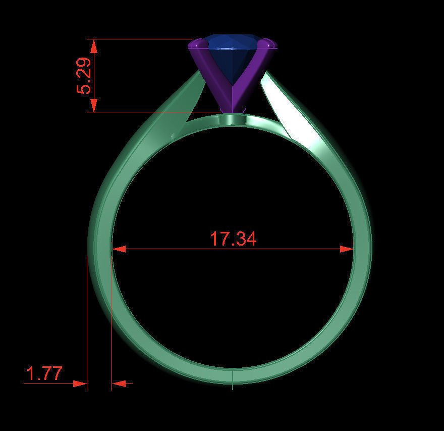 Round 0-75-CT Quarter Round Profile Shank Width 3-25mm 3D print model_3