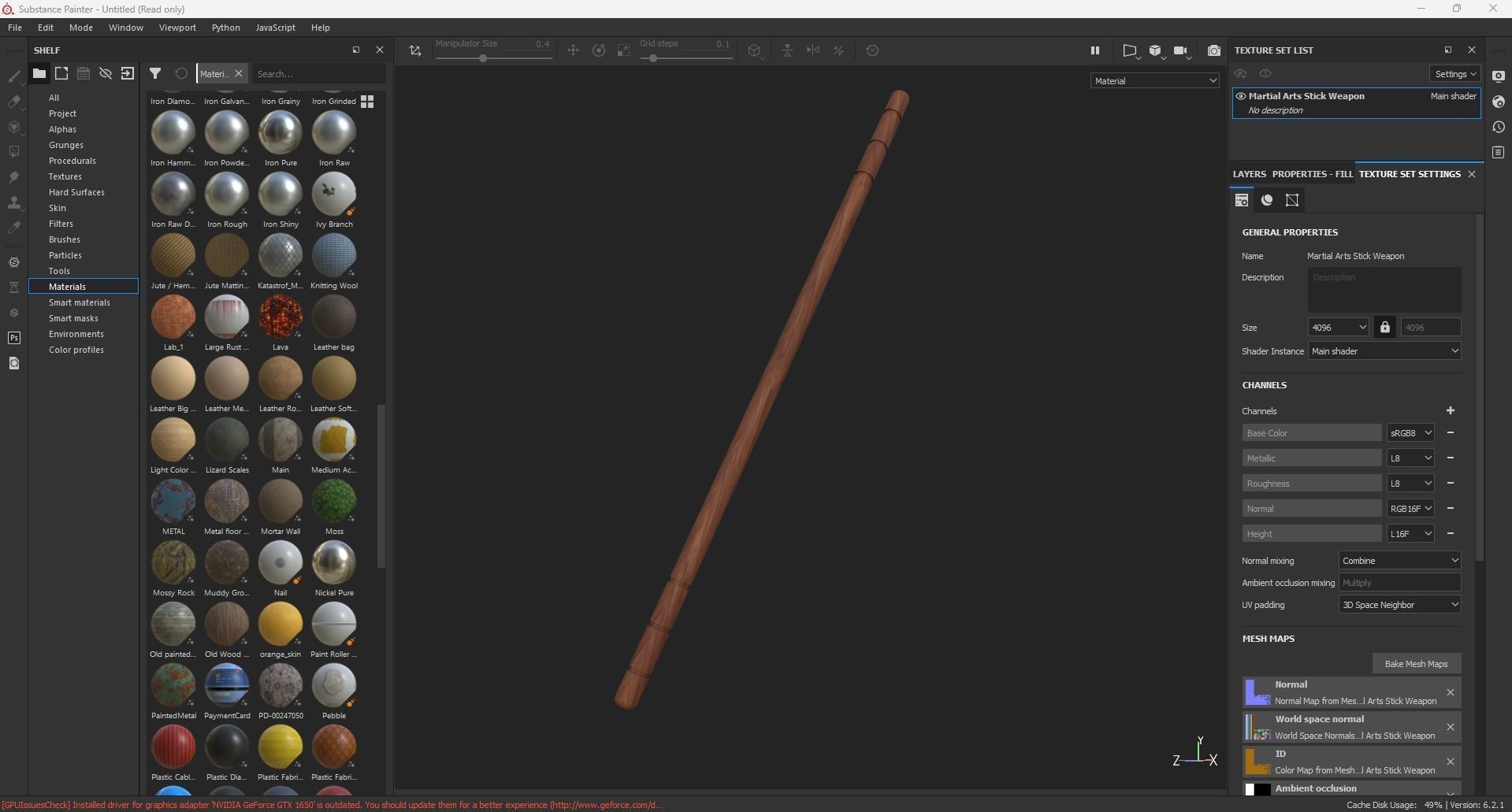 Martial Arts Stick Weapon Low-poly 3D model_7