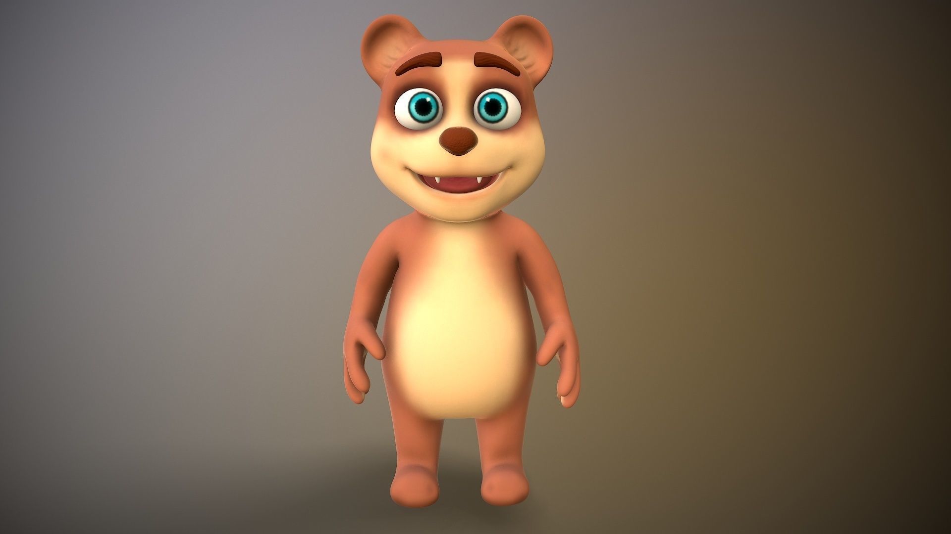 cartoon teddy bear Low-poly 3D model_2