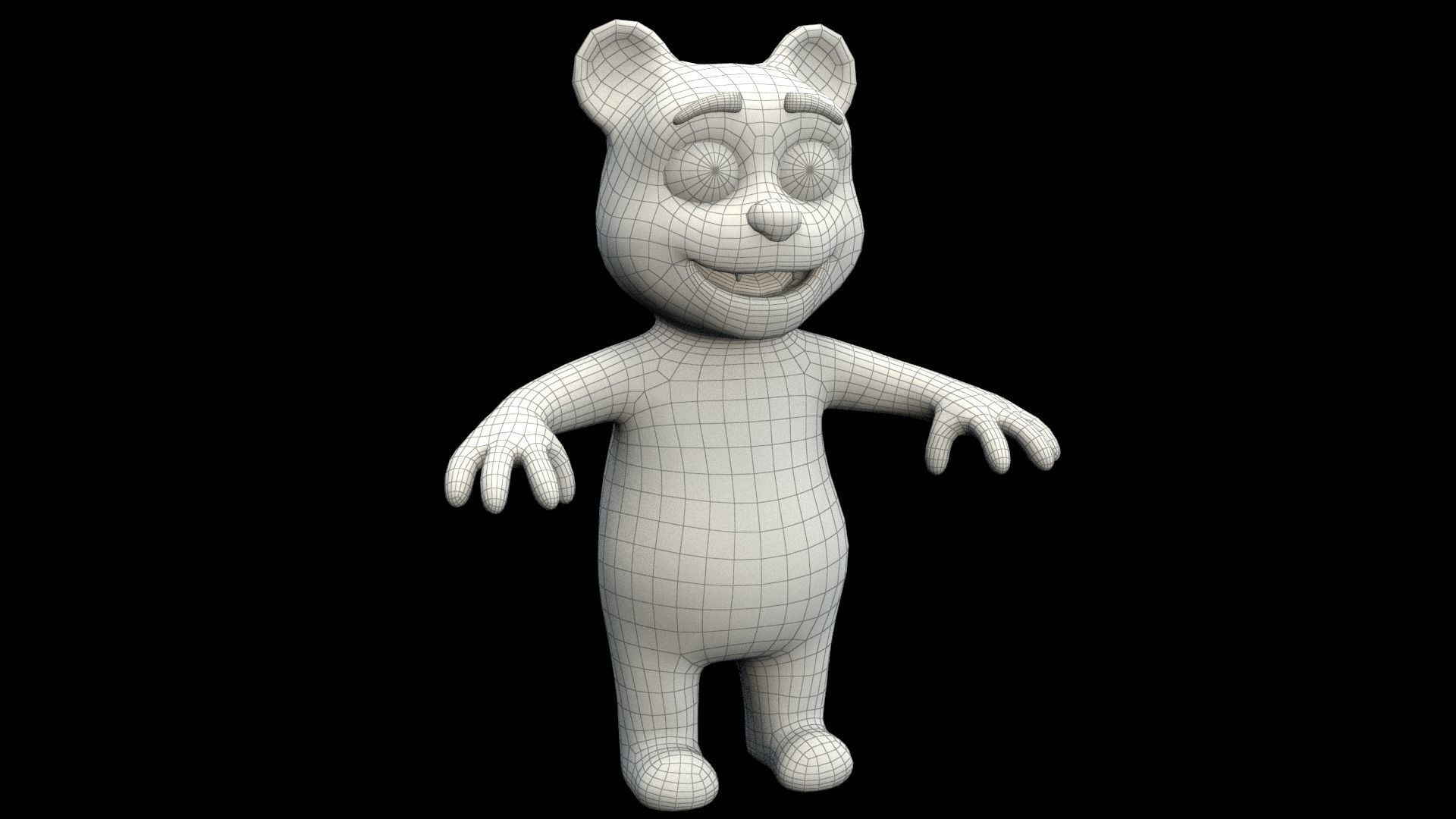 cartoon teddy bear Low-poly 3D model_11