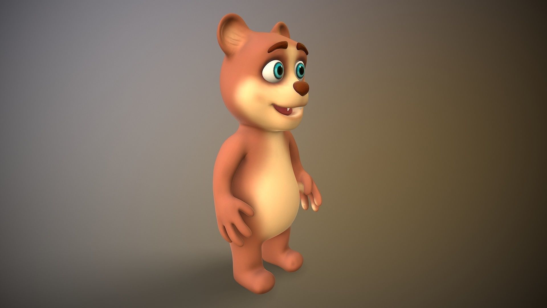 cartoon teddy bear Low-poly 3D model_3