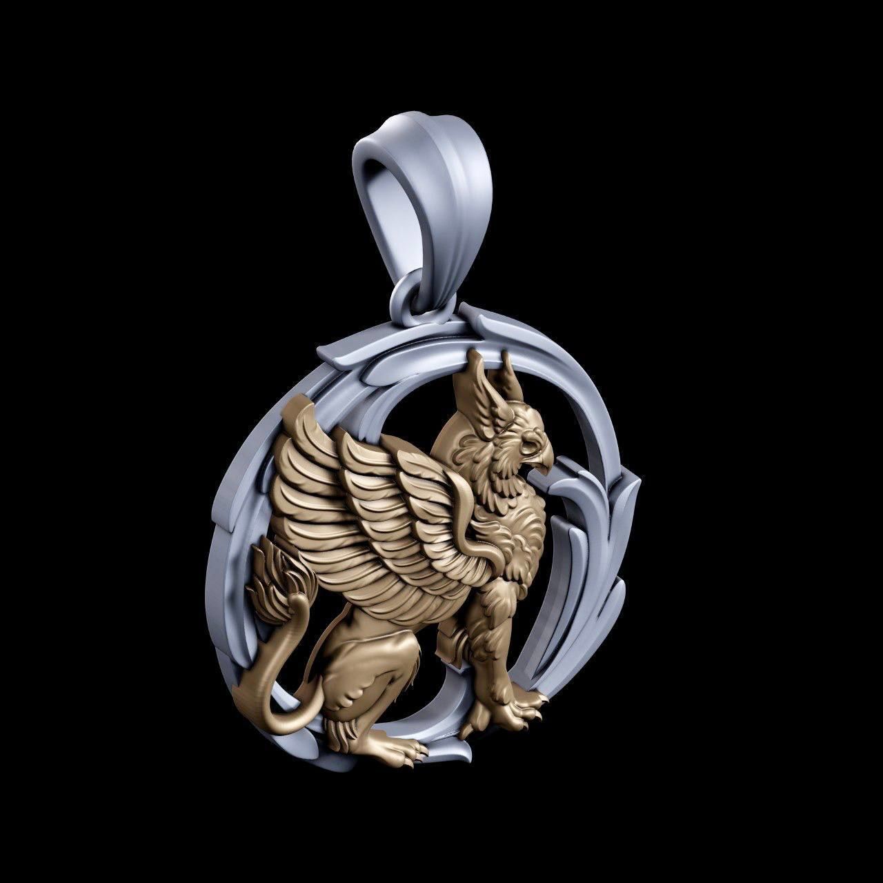 Pendant Griffin 3D print model_3