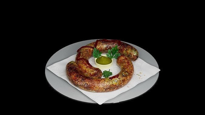Baked sausage 3D model 6