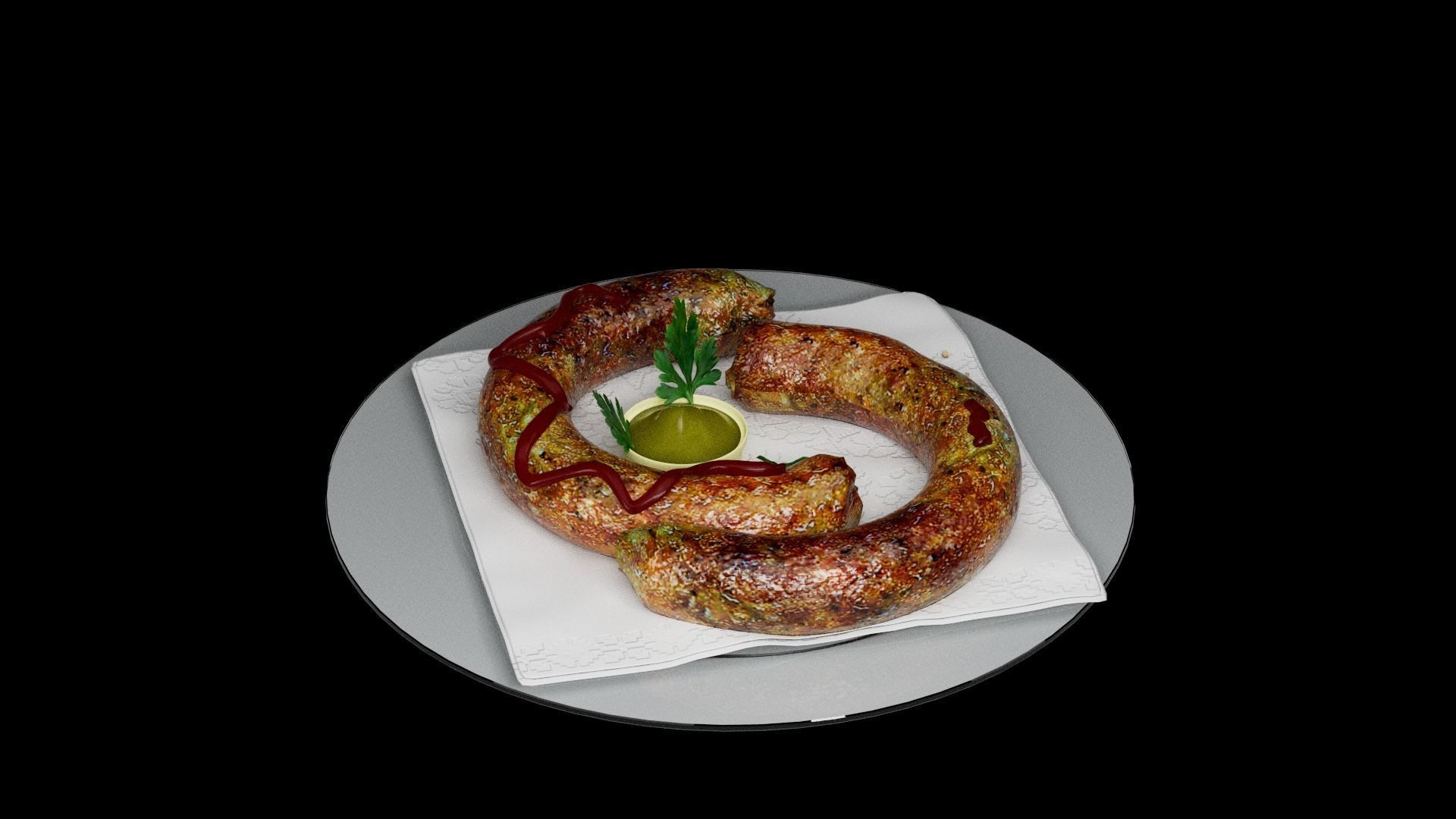 Baked sausage 3D model_9