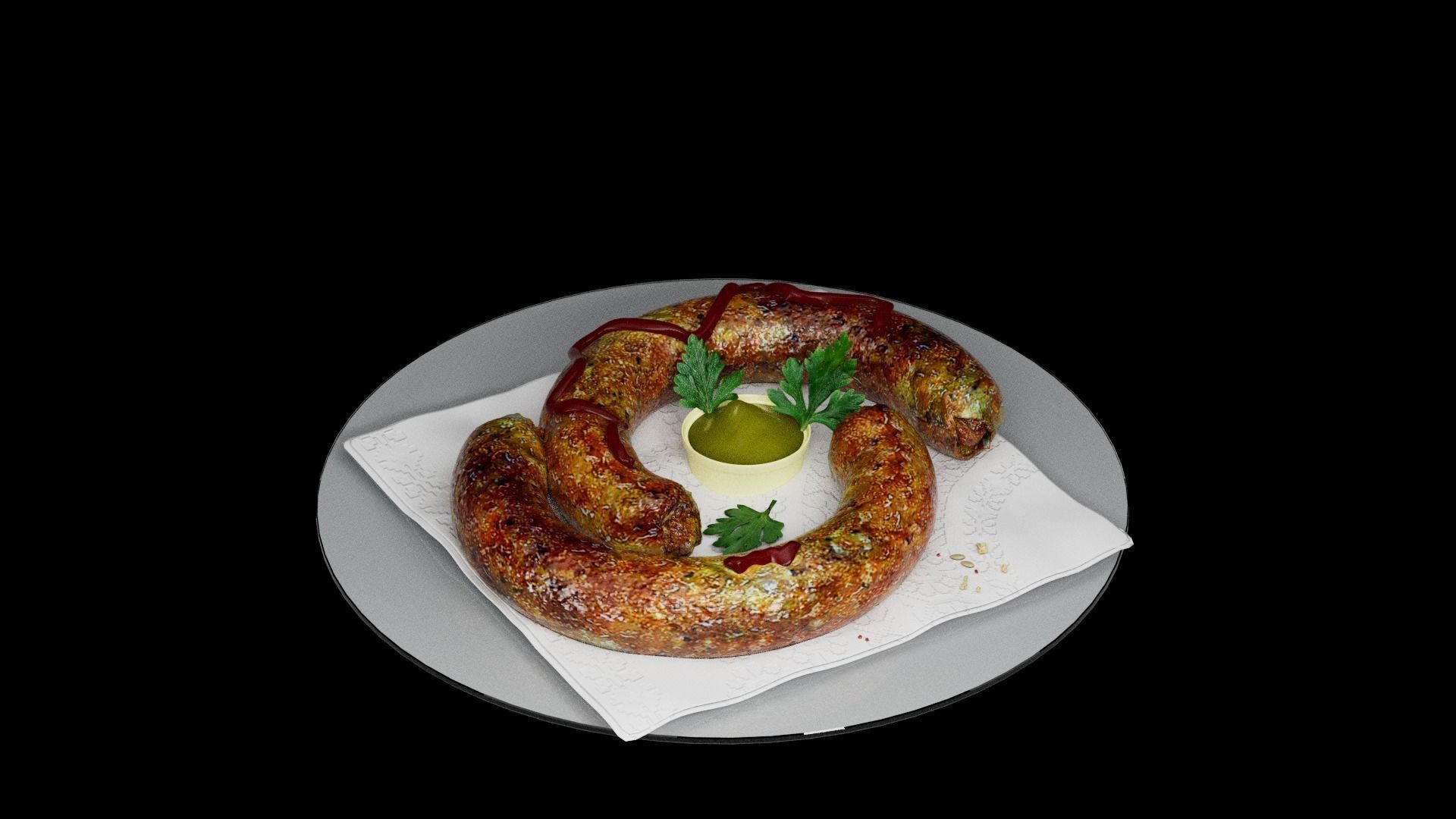 Baked sausage 3D model_4