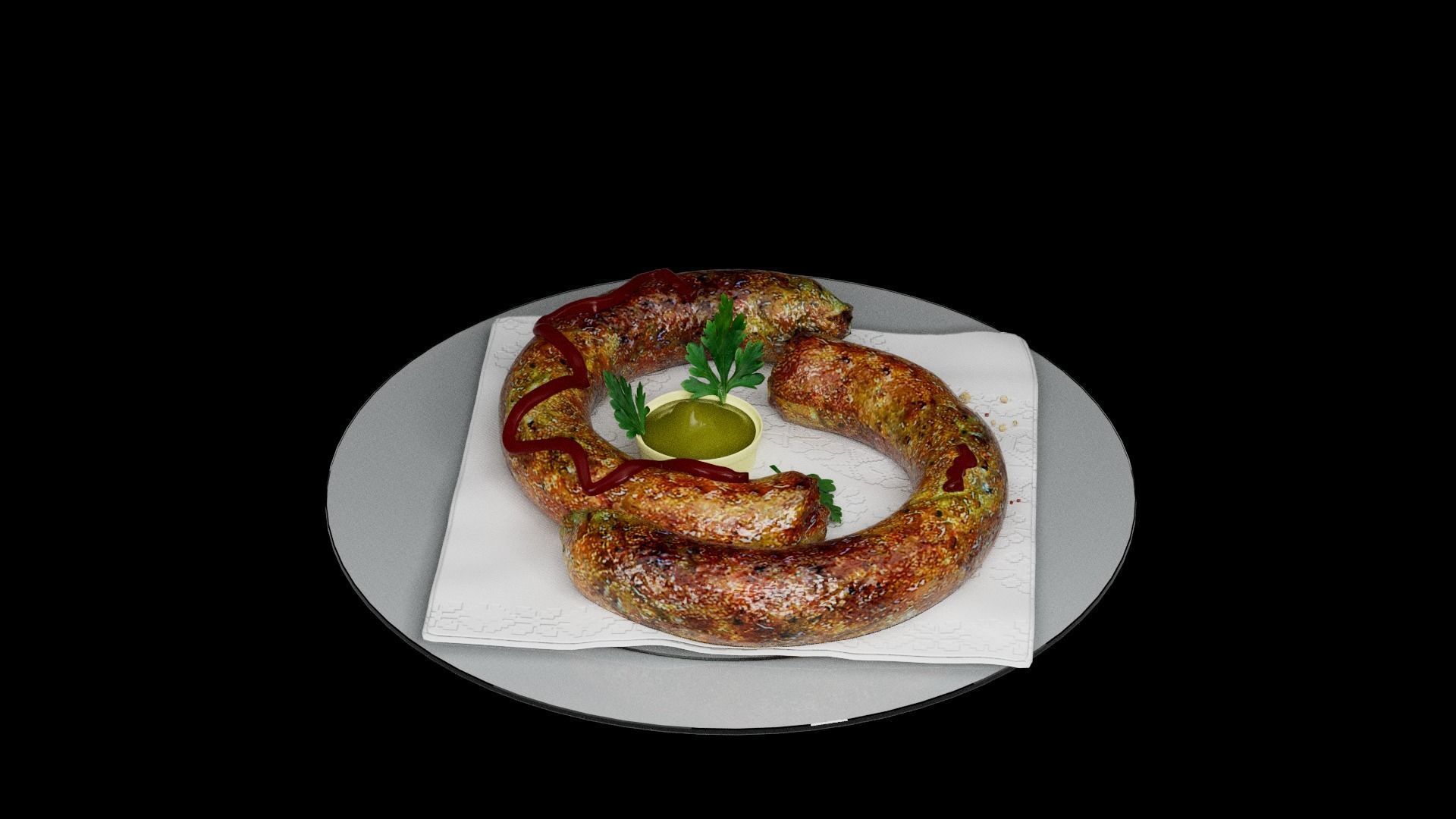 Baked sausage 3D model_8