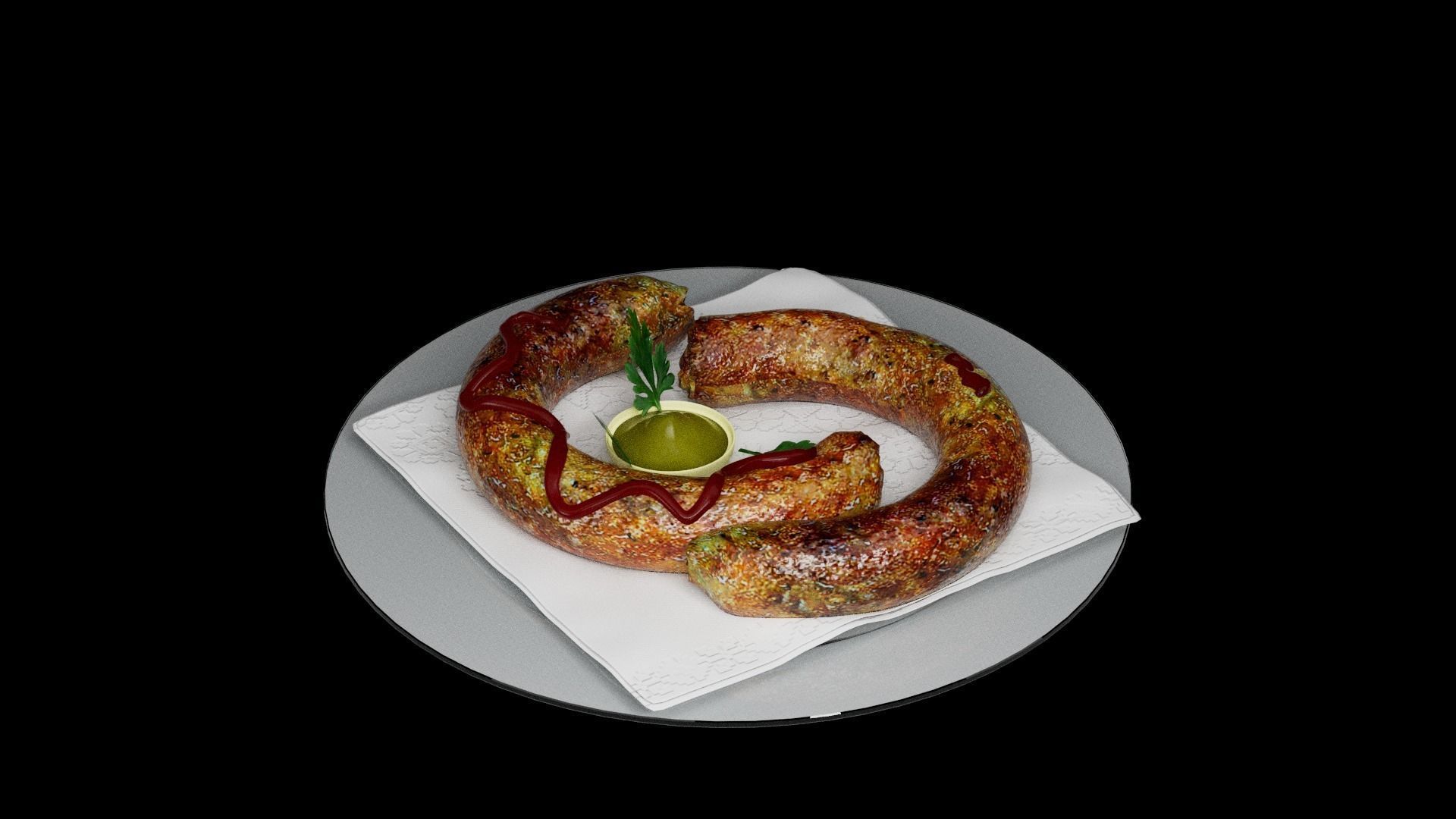 Baked sausage 3D model_10