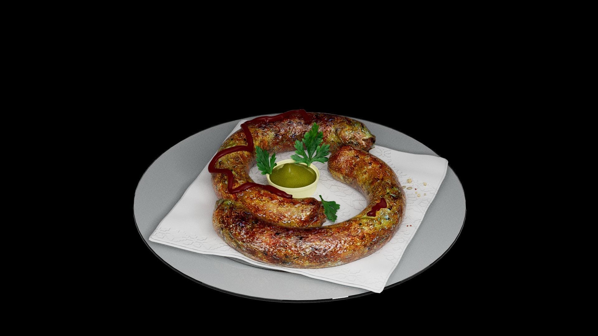 Baked sausage 3D model_7
