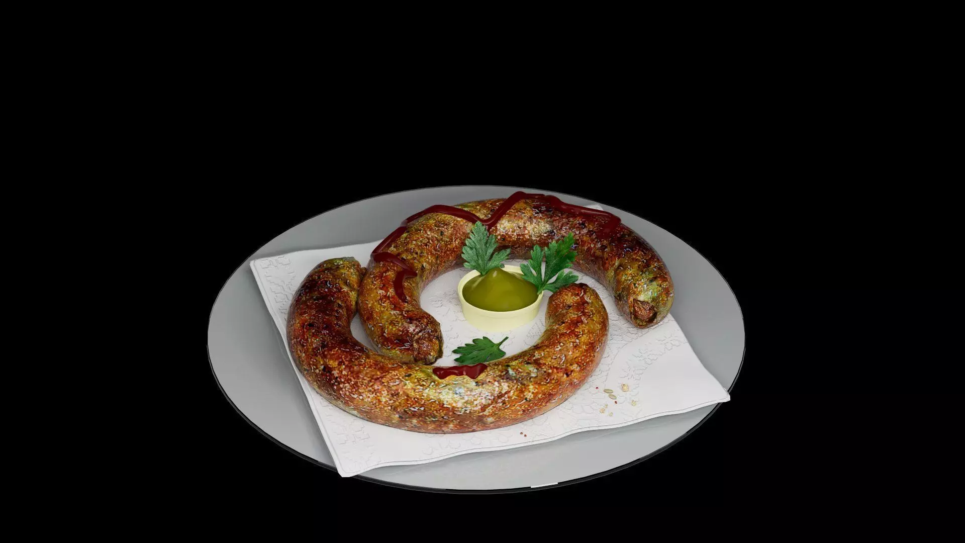 Baked sausage 3D model_0