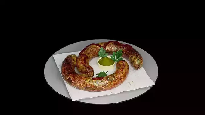 Baked sausage 3D model