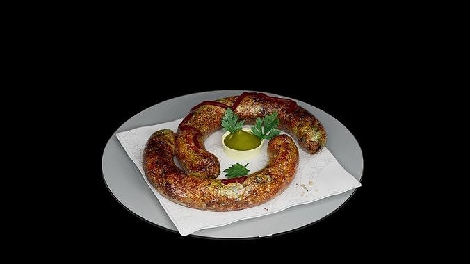 Baked sausage 3D model 4