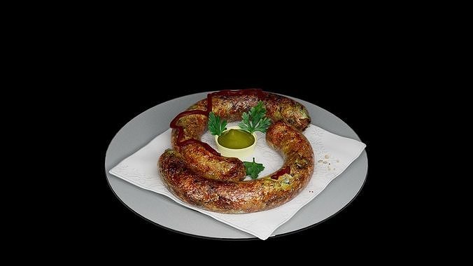 Baked sausage 3D model 7