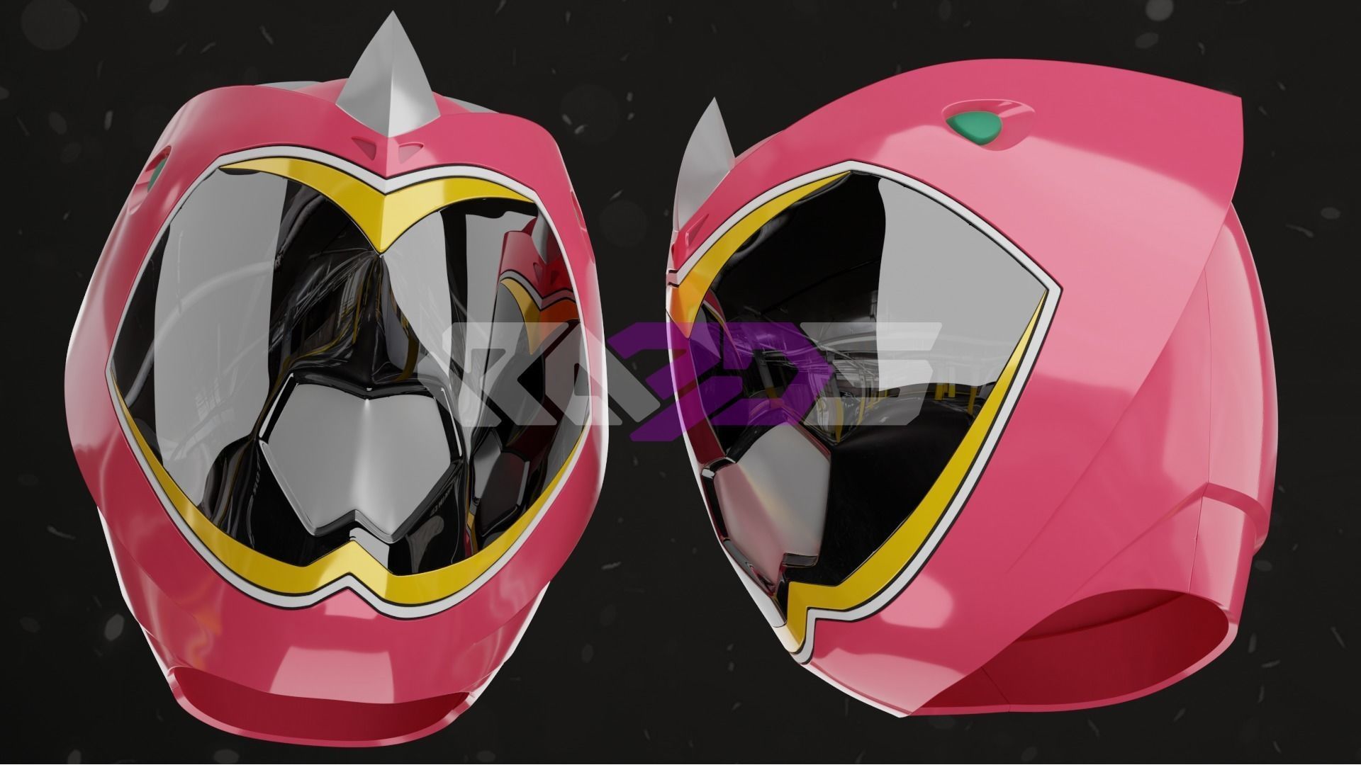 Sentai kyoryuger Pink helmet 3D print model_2