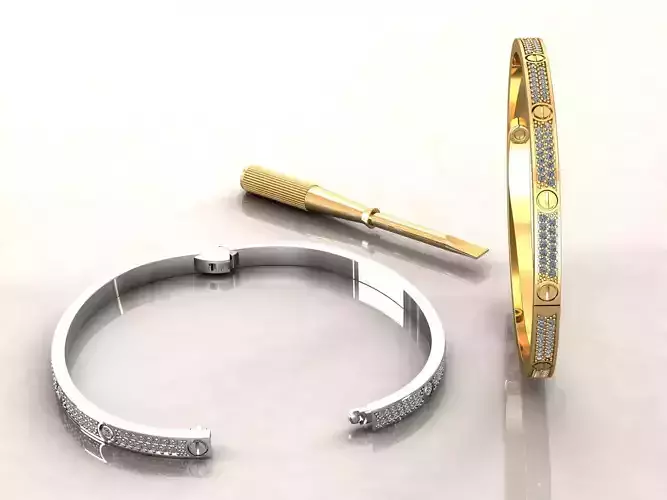 Love Small Bracelet Pave 16 cm 3D print model