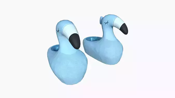 Slippers C02 Blue Flamingo - Costume Character Design Low-poly 3D model