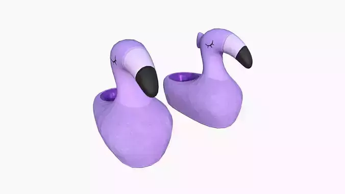Slippers C04 Purple Flamingo - Costume Character Design Low-poly 3D model
