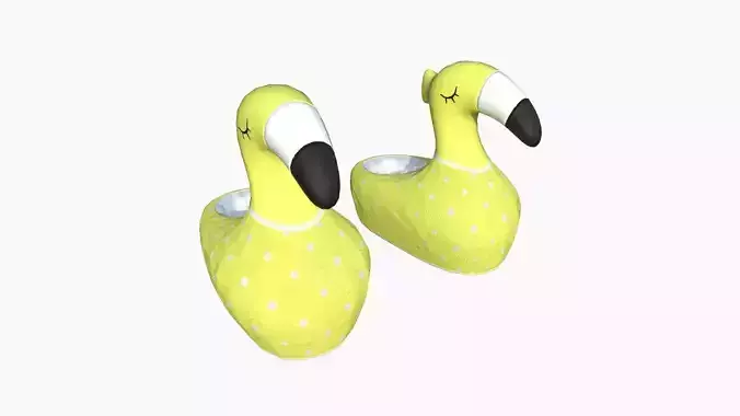 Slippers C05 Yellow Flamingo - Costume Character Design Low-poly 3D model
