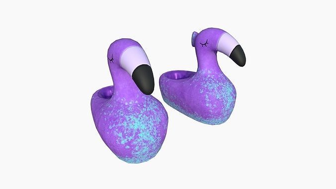 Slippers C06 Purple Blue Flamingo - Costume Character Design Low-poly 3D model