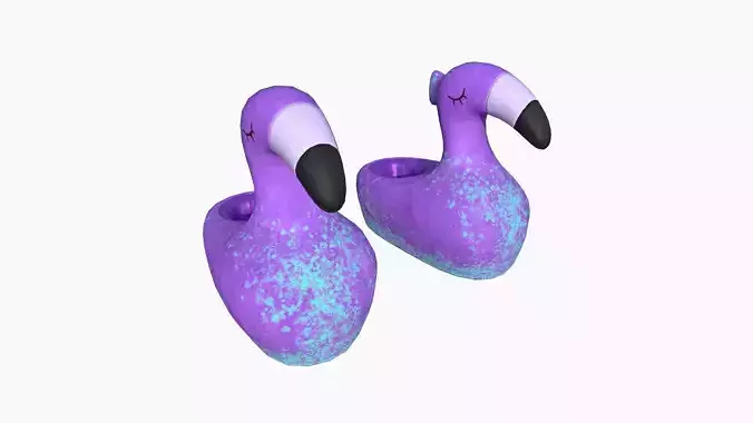 Slippers C06 Purple Blue Flamingo - Costume Character Design Low-poly 3D model