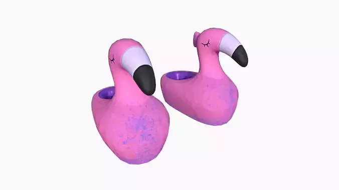 Slippers C07 Pink Blue Flamingo - Costume Character Design Low-poly 3D model