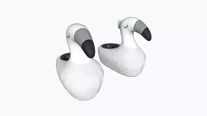Slippers C08 White Flamingo - Costume Character Design Low-poly 3D model