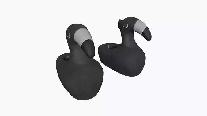 Slippers C09 Black Flamingo - Costume Character Design Low-poly 3D model