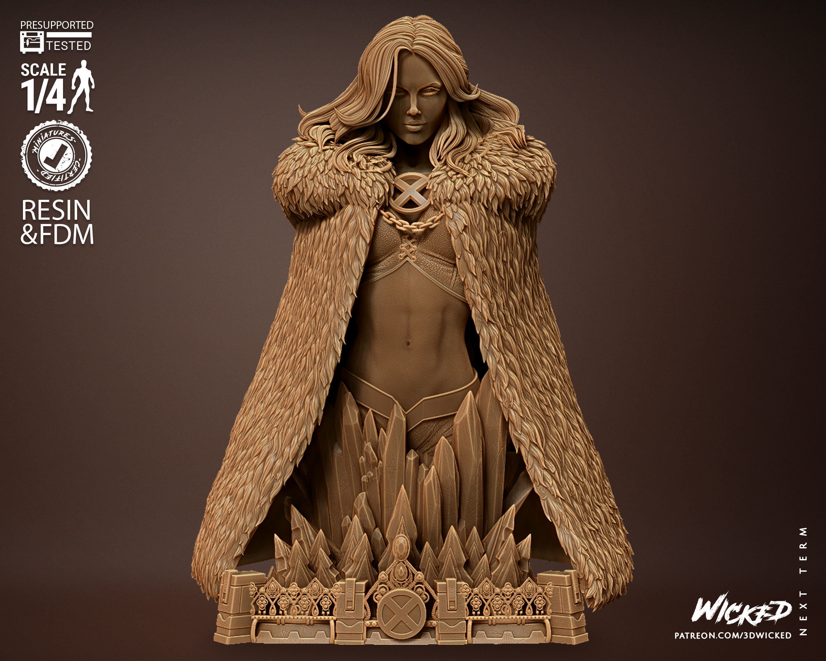 Wicked Marvel Emma Frost Bust Tested for 3D printing 3D print model_47