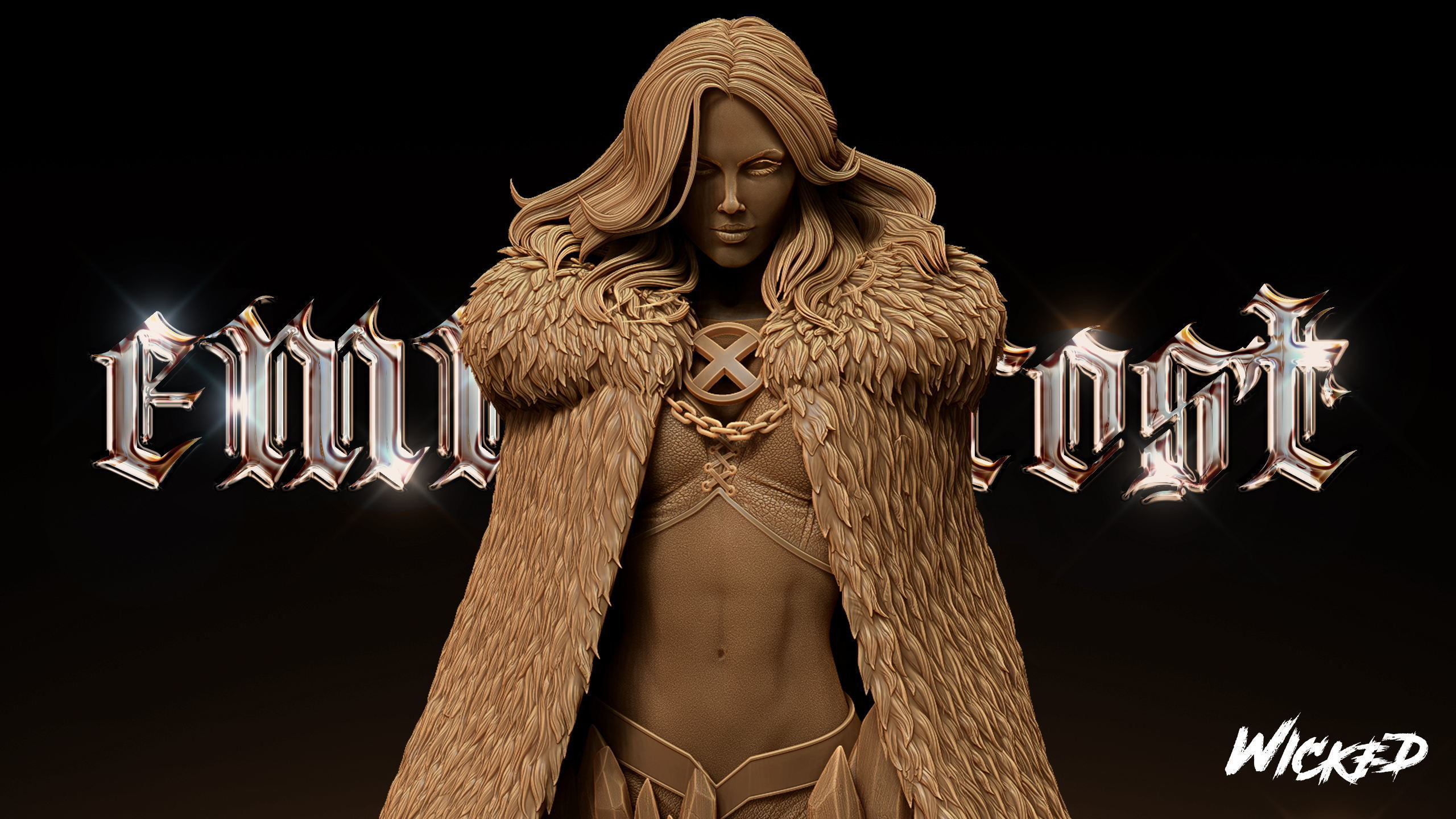 Wicked Marvel Emma Frost Bust Tested for 3D printing 3D print model_44