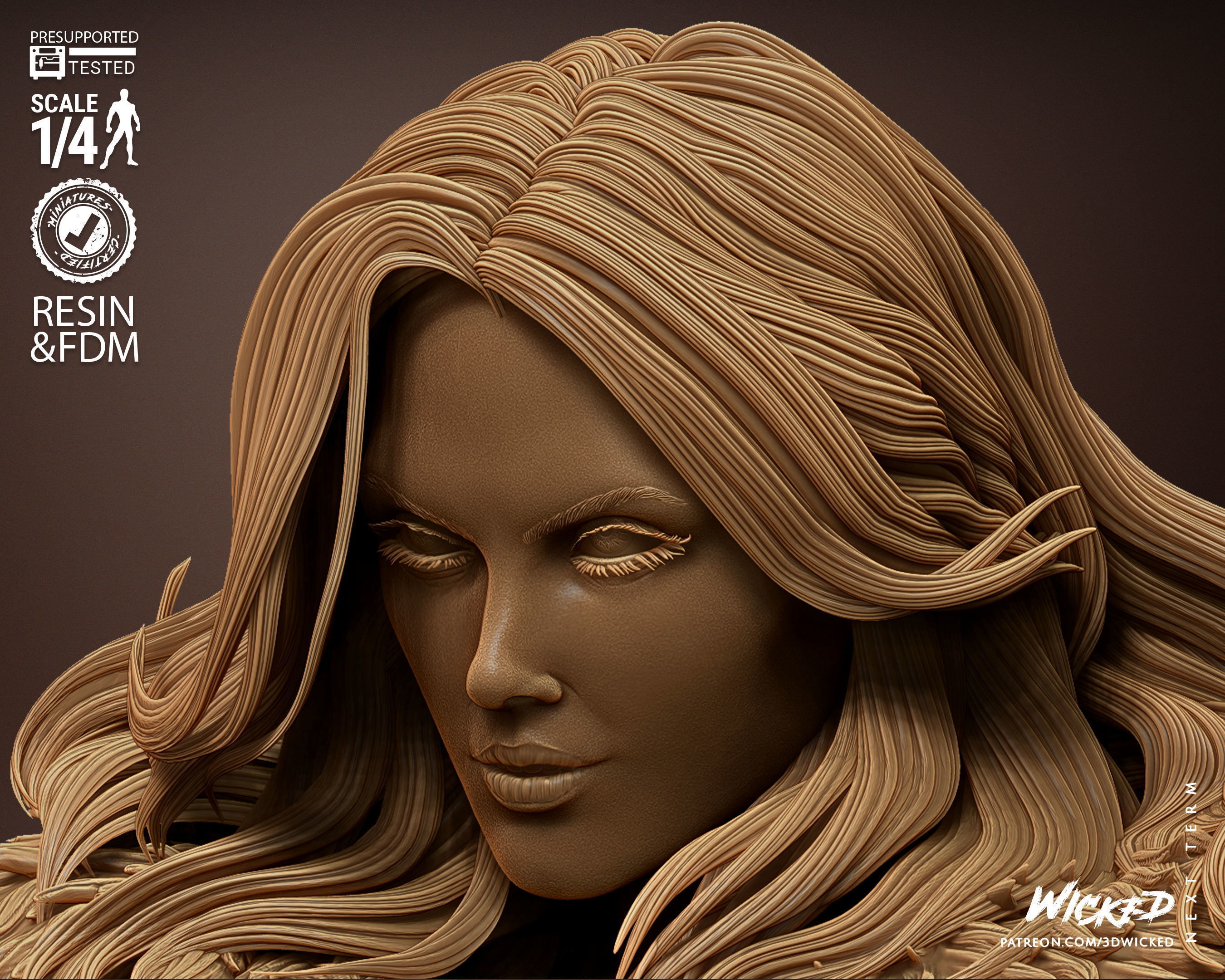 Wicked Marvel Emma Frost Bust Tested for 3D printing 3D print model_22