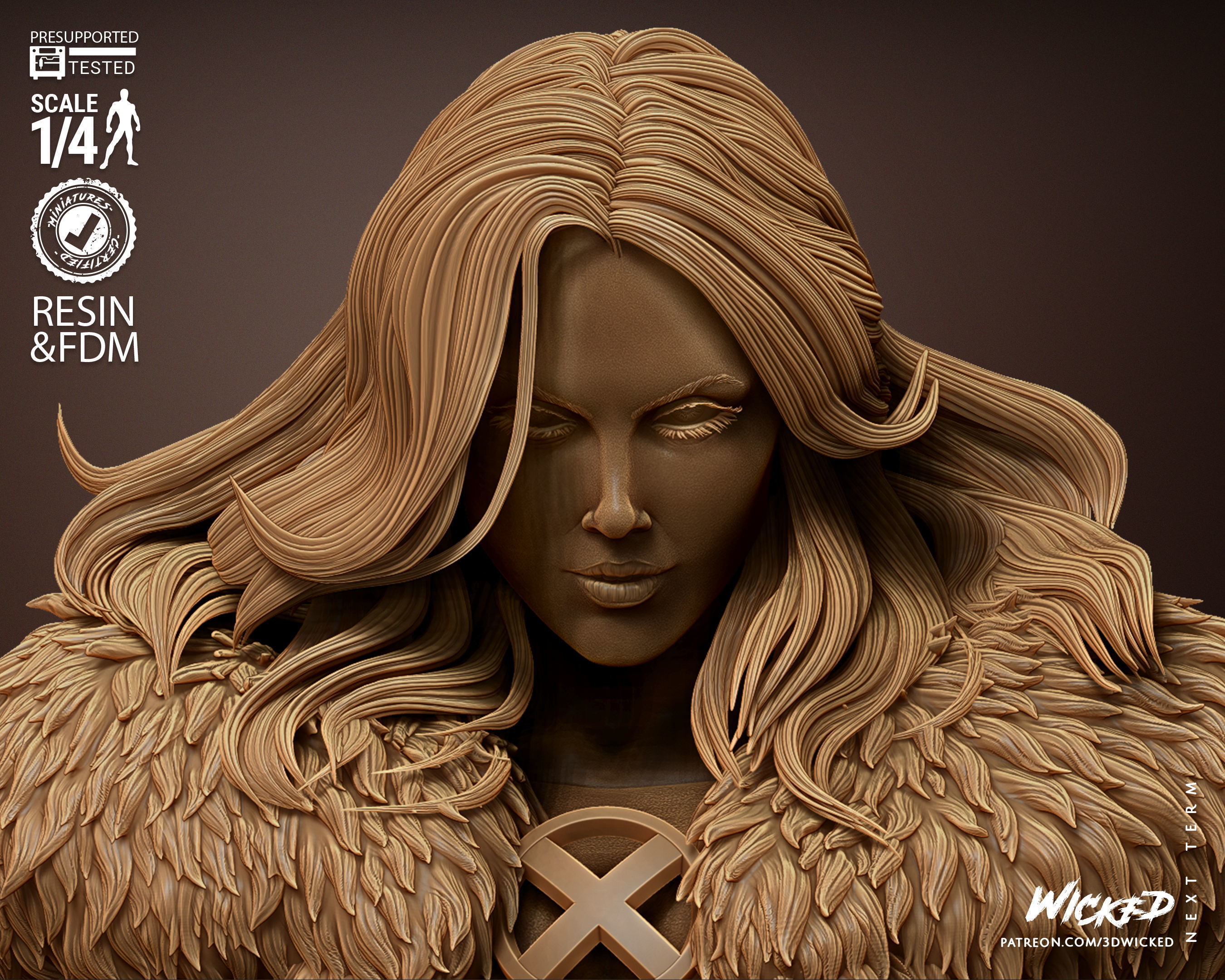 Wicked Marvel Emma Frost Bust Tested for 3D printing 3D print model_18