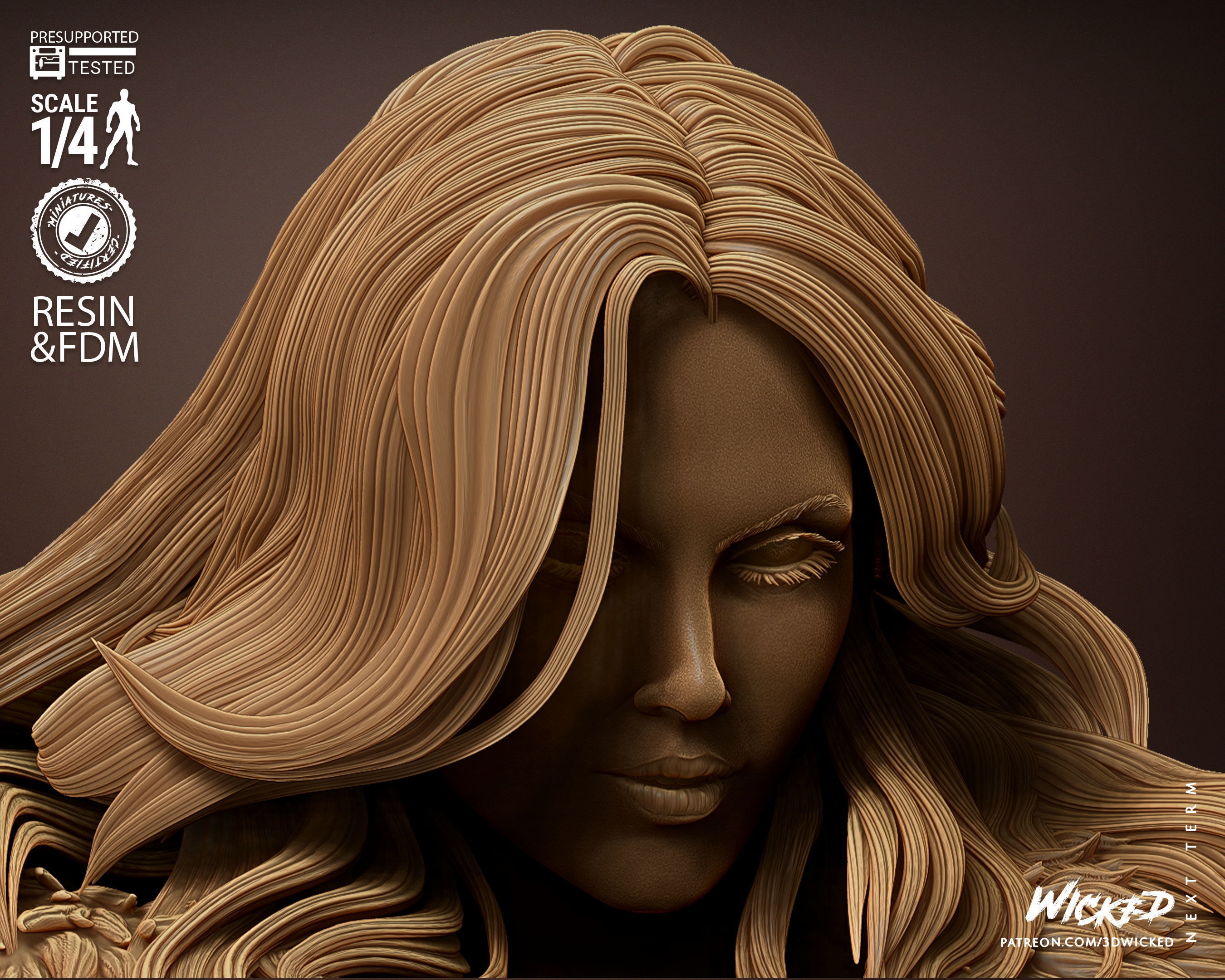 Wicked Marvel Emma Frost Bust Tested for 3D printing 3D print model_25