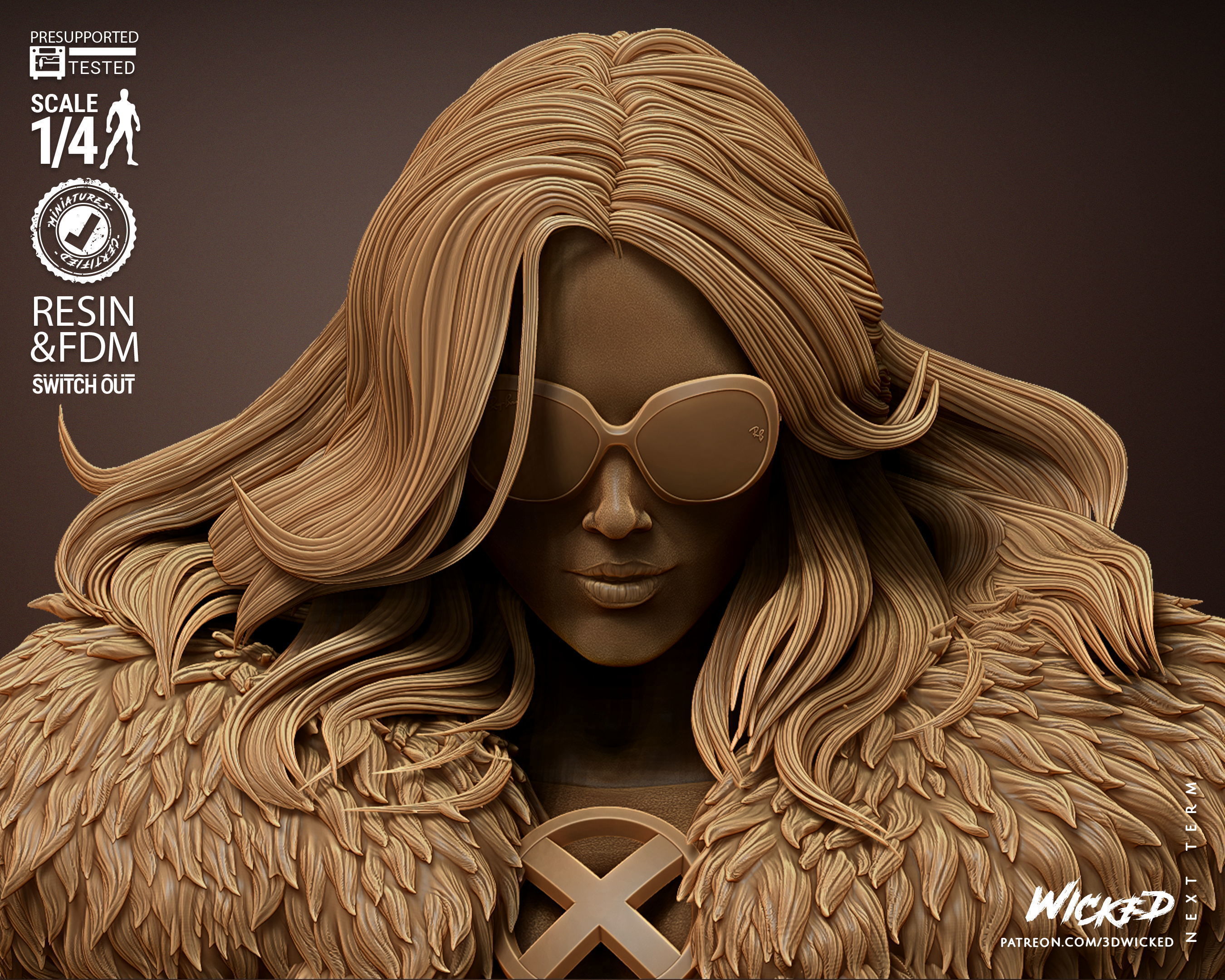 Wicked Marvel Emma Frost Bust Tested for 3D printing 3D print model_51