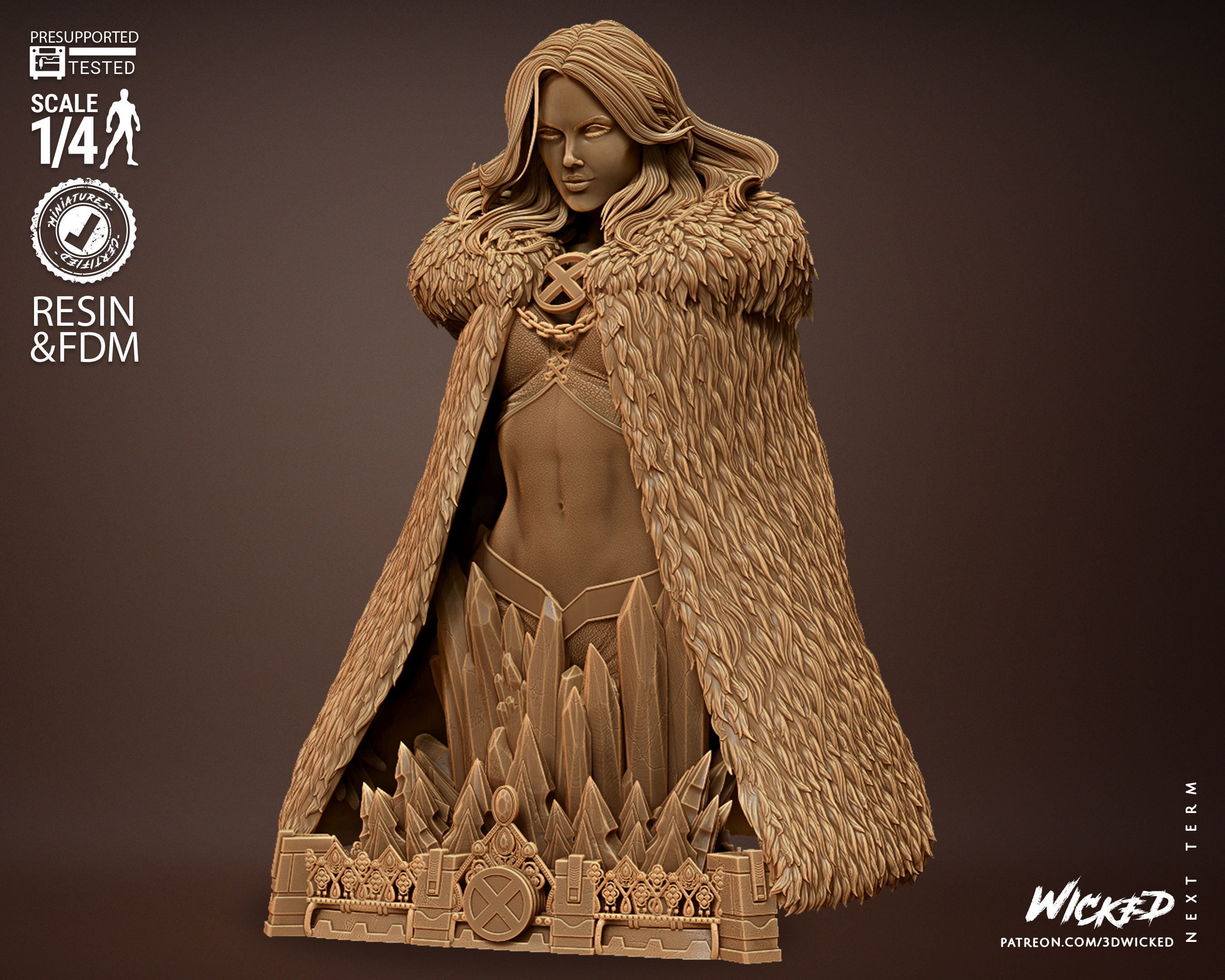 Wicked Marvel Emma Frost Bust Tested for 3D printing 3D print model_4