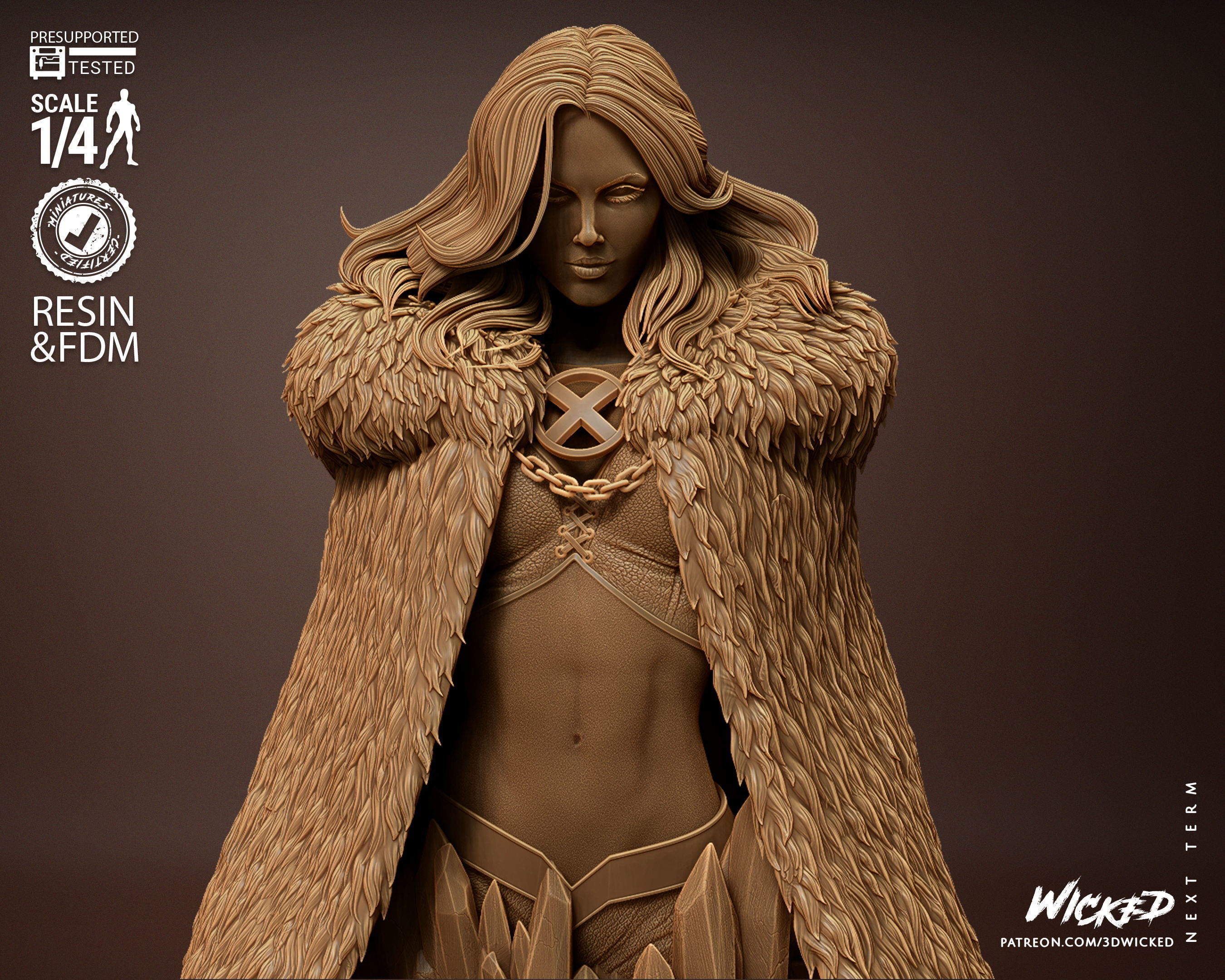 Wicked Marvel Emma Frost Bust Tested for 3D printing 3D print model_14