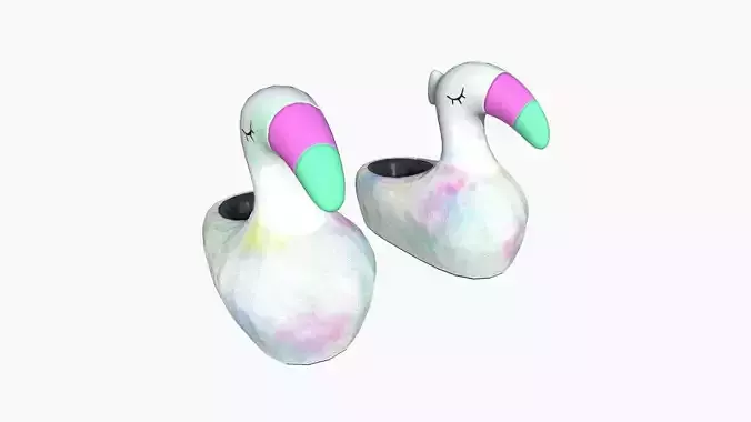 Slippers C10 Colored Flamingo - Costume Character Design Low-poly 3D model