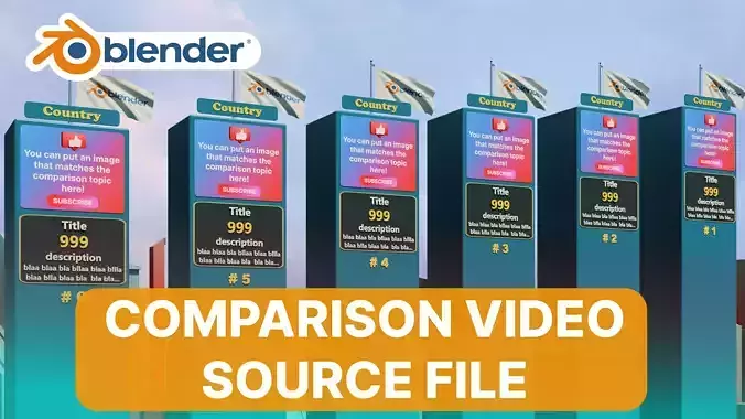 3d Comparison Video Template Low-poly 3D model
