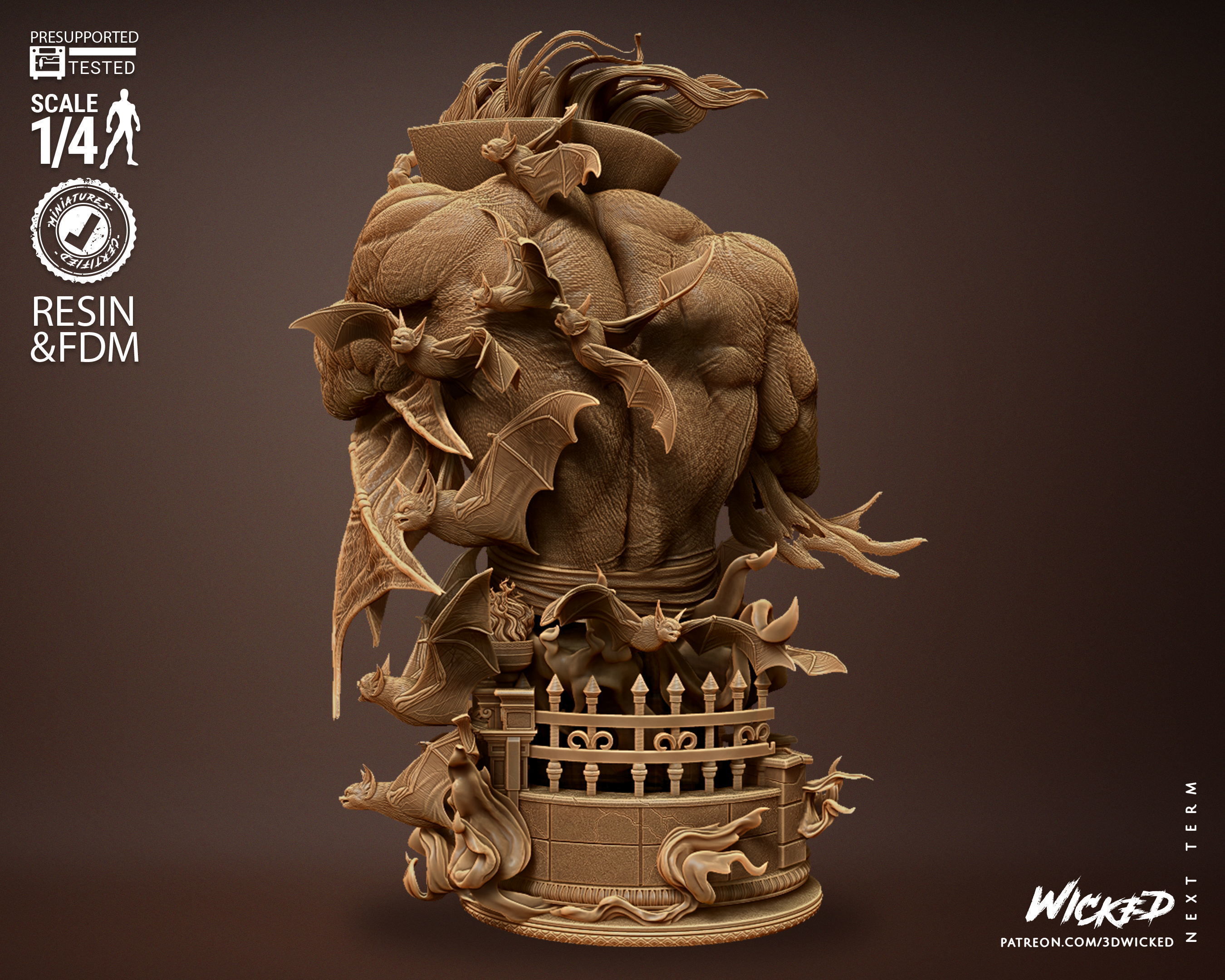 Wicked Marvel Morbius Bust Tested for 3D printing 3D print model_11