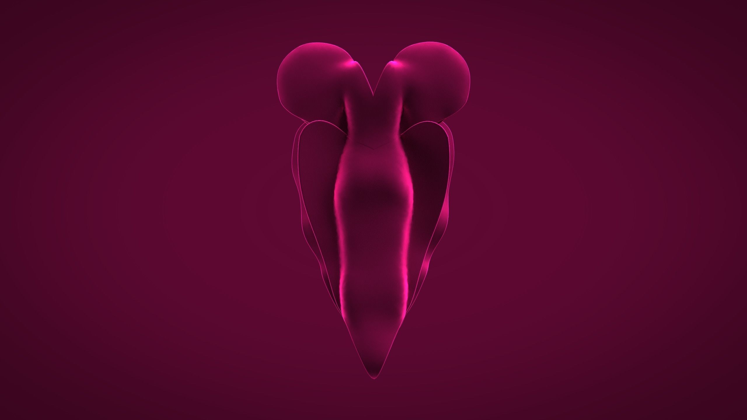 One Love Heart Dress Low-poly 3D model_4