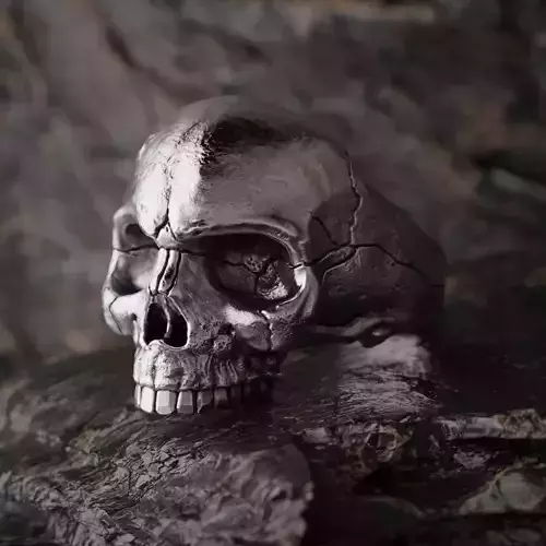 Jawless Skull ring with ring size chart 3D print model