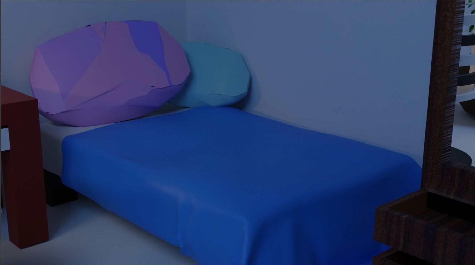 bedroom Low-poly 3D model_1
