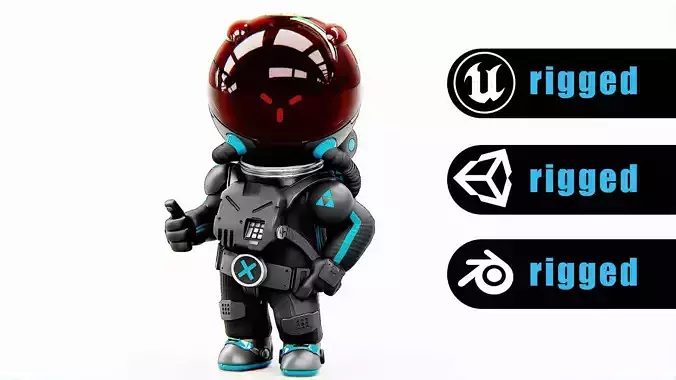 TOON ASTRONAUT S-580 Rigged for Unreal Engine - Unity - MIXAMO 