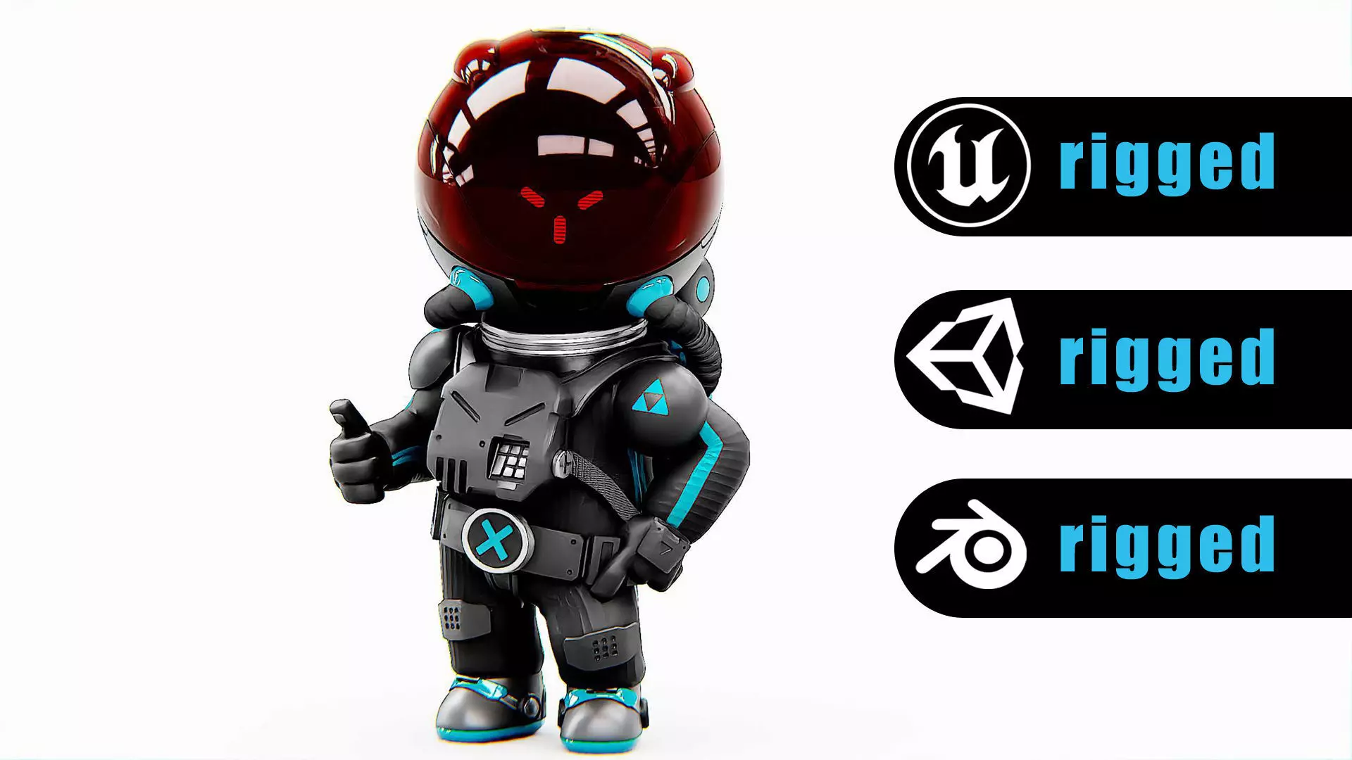 TOON ASTRONAUT S-580 Rigged for Unreal Engine - Unity - MIXAMO 3D model