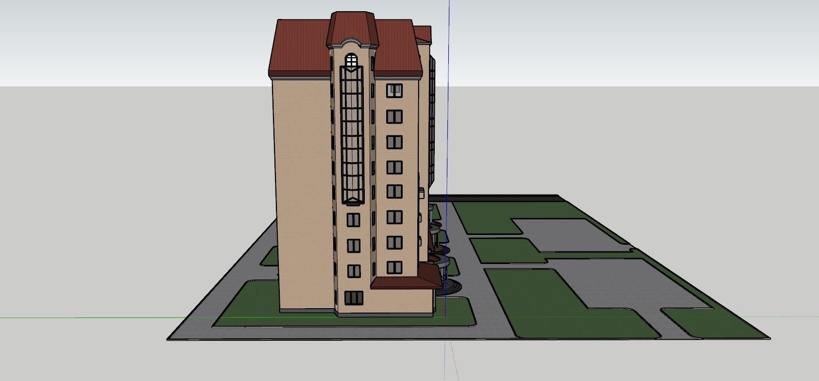 10-storey residential building Low-poly 3D model_1